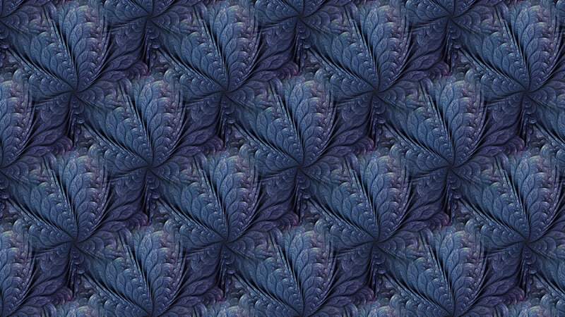 Fractal Leaf Pattern — Blue, Calm, Digital Art, Leaves