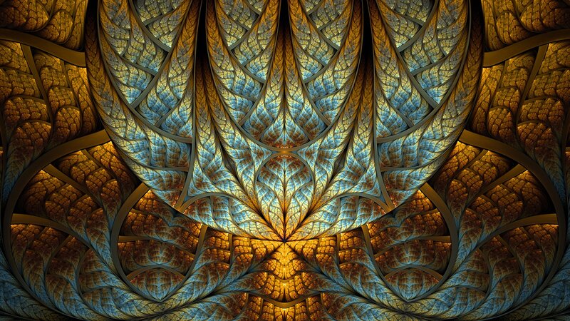 Fractal Leaf Pattern — Blue, Intricate
