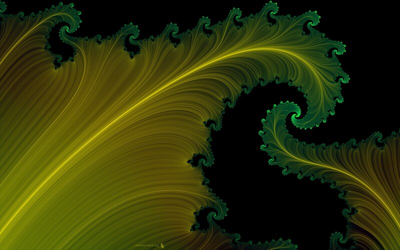 Fractal Leaf Pattern — Green, Dramatic, Digital Art