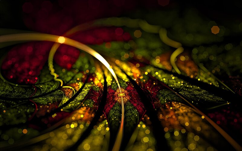 Fractal Leaf Pattern — Green, Dramatic