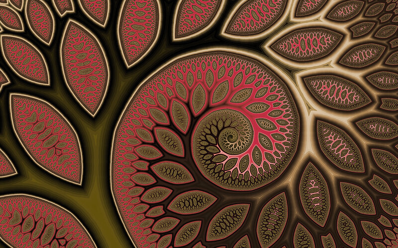 Fractal Leaf Pattern — Red