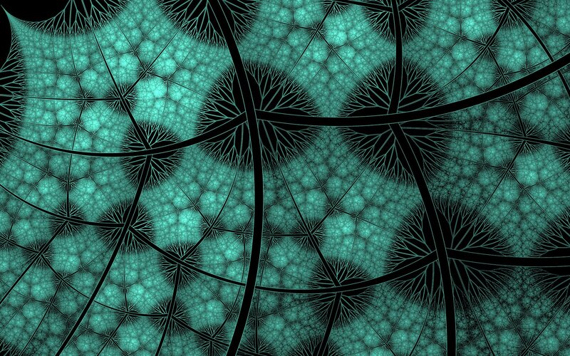 Fractal Leaf Pattern — Teal, Hypnotic