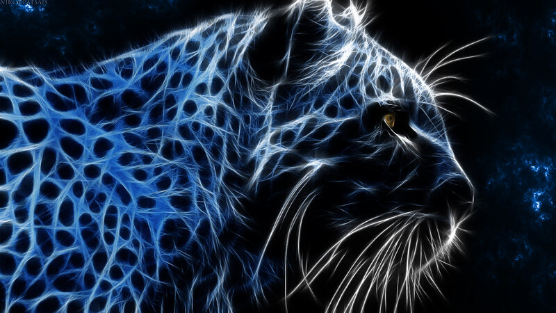 Fractal Leopard Head — Blue
