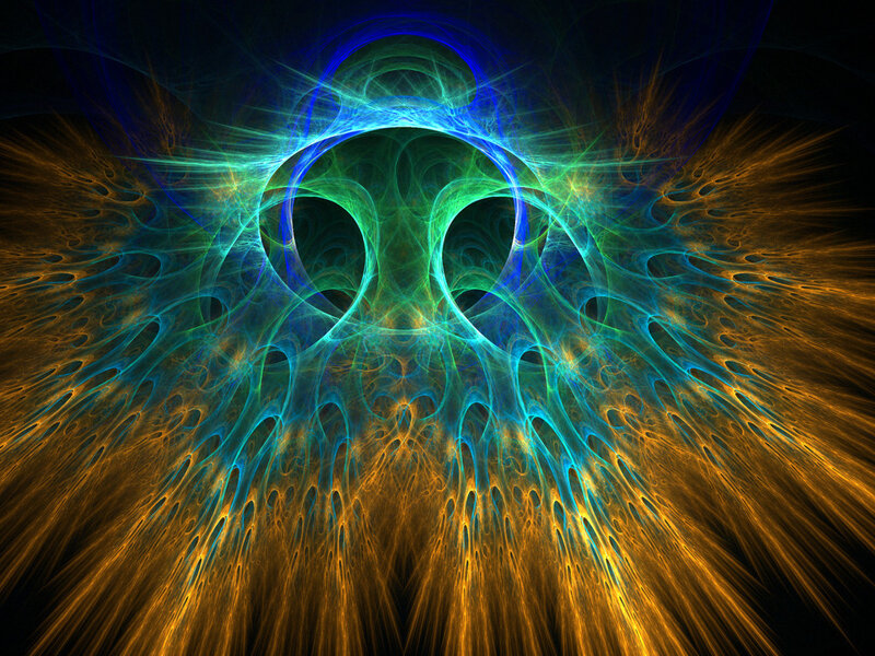 Fractal Light Pattern — Blue, Dramatic, Abstract