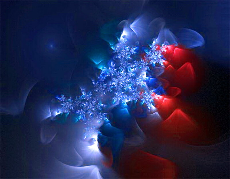 Fractal Light Pattern — Blue, Dramatic