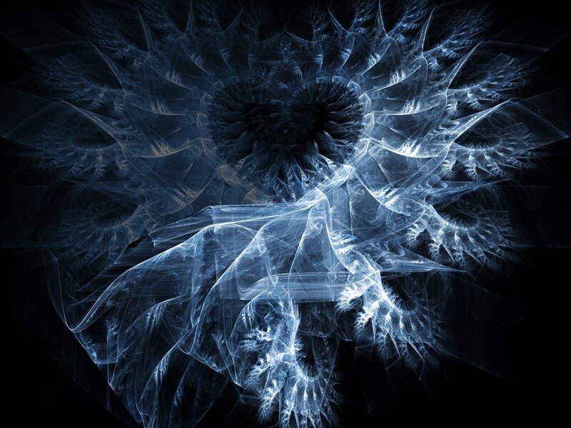 Fractal Light Pattern — Blue, Ethereal, Abstract, Darkness
