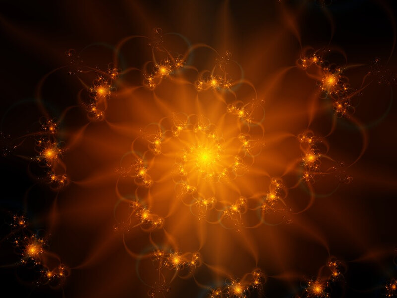Fractal Light Pattern — Orange, Dramatic, Digital Art