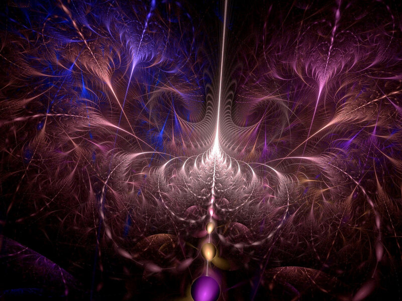 Fractal Light Pattern — Purple, Ethereal, Digital Art, Light Beams