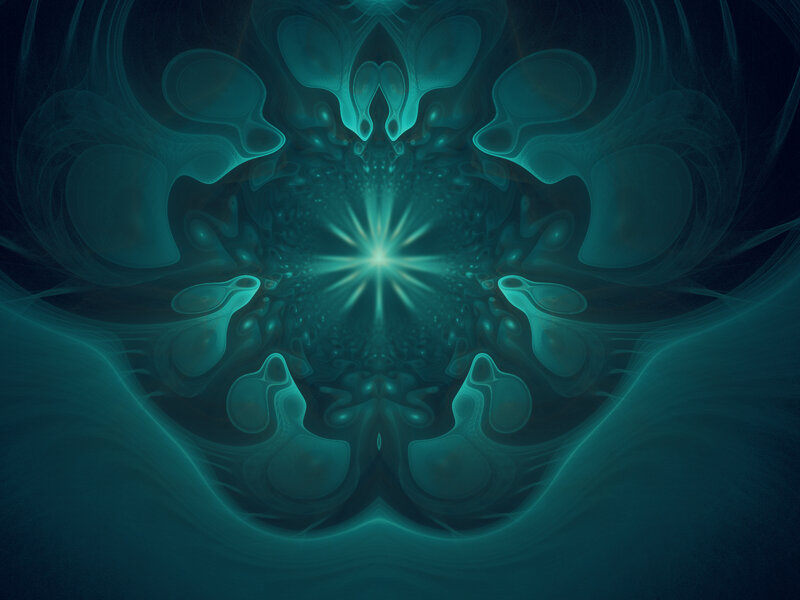 Fractal Light Pattern — Teal, Mystical