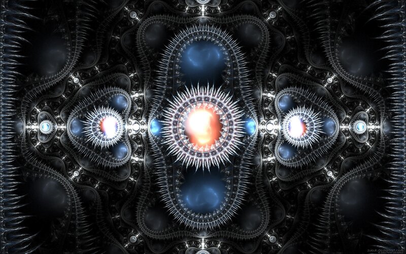 Fractal Light Patterns — Black, Dramatic, Digital Art