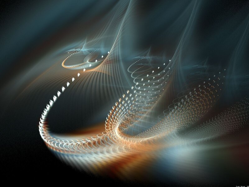 Fractal Light Patterns — Black, Ethereal, Digital Art, Light Trails