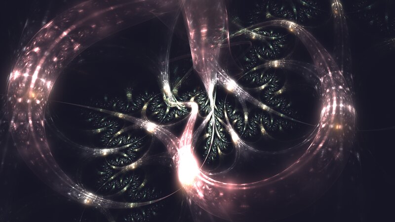Fractal Light Patterns — Black, Ethereal, Digital Art