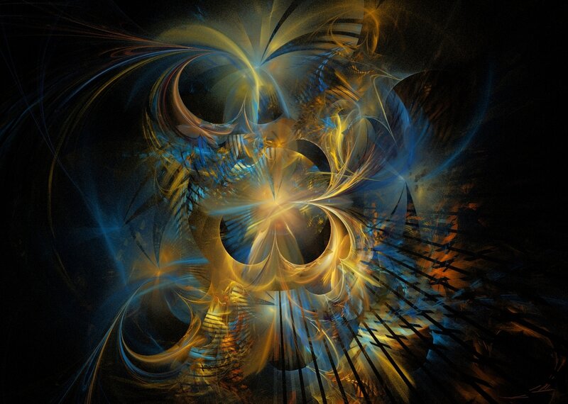 Fractal Light Patterns — Blue, Dynamic