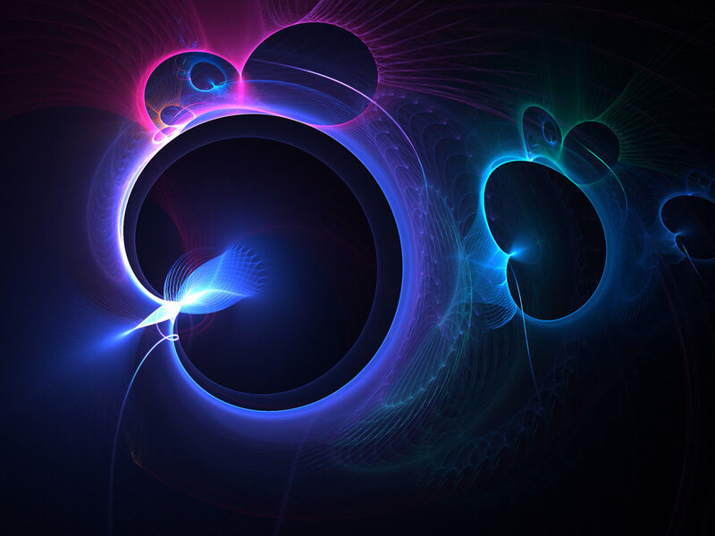 Fractal Light Patterns — Blue, Ethereal, Abstract, Circles, Light Beams