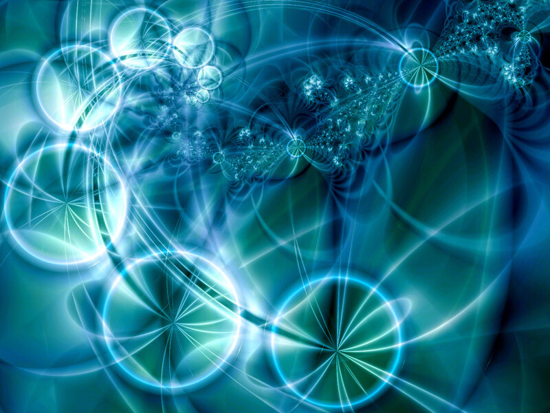 Fractal Light Patterns — Blue, Ethereal, Abstract, Circles, Light Rays, Spirals