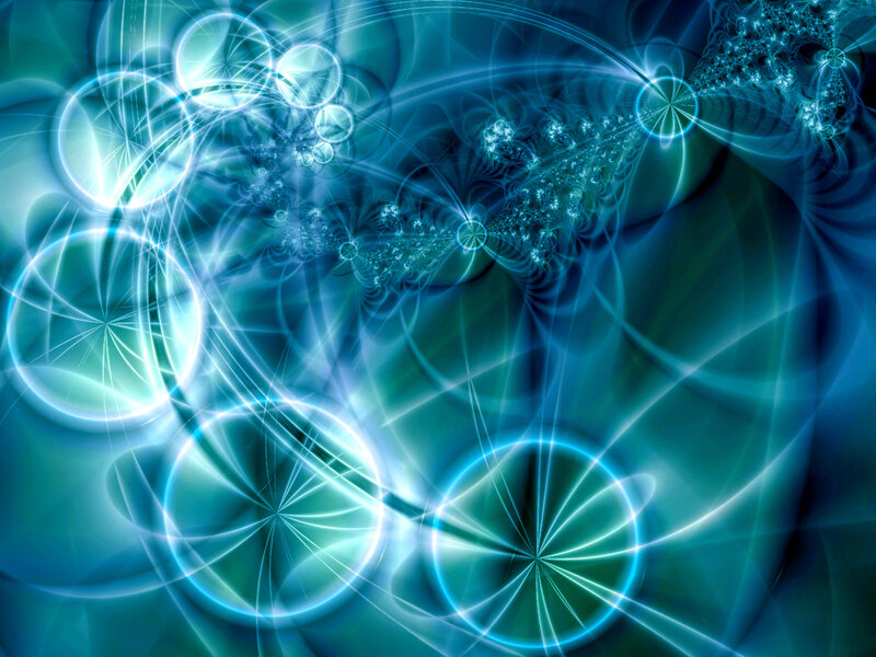 Fractal Light Patterns — Blue, Ethereal, Abstract, Circles, Light Rays