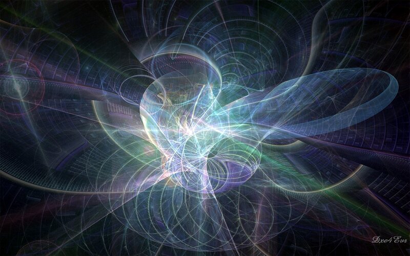 Fractal Light Patterns — Blue, Ethereal, Digital Art, Circles, Energy