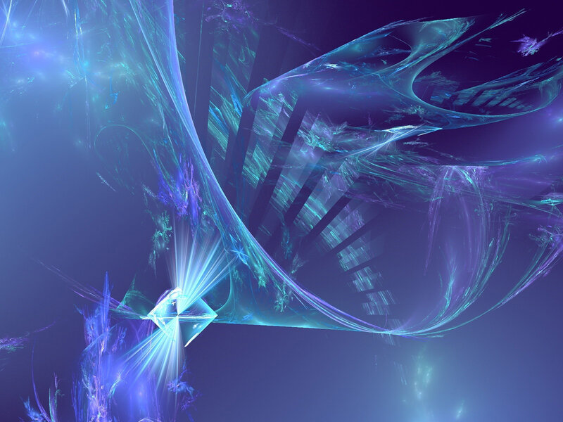 Fractal Light Patterns — Blue, Ethereal, Digital Art, Light Beams