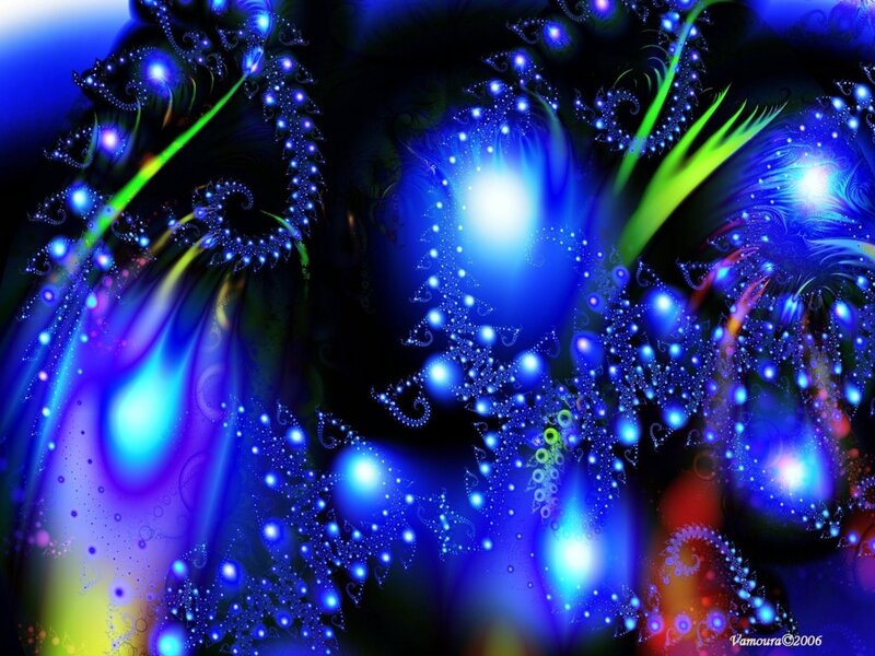 Fractal Light Patterns — Blue, Ethereal, Digital Art, Spiral