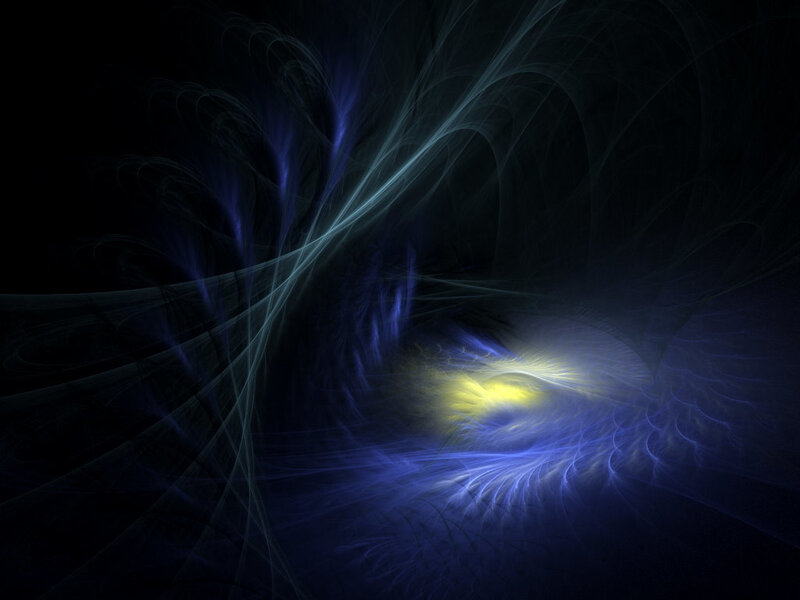 Fractal Light Patterns — Blue, Mysterious, Abstract, Darkness