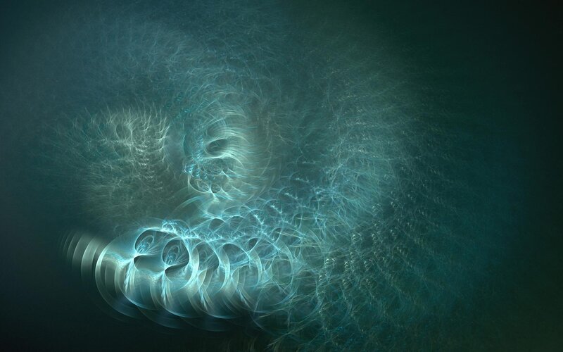 Fractal Light Patterns — Teal, Ethereal, Digital Art