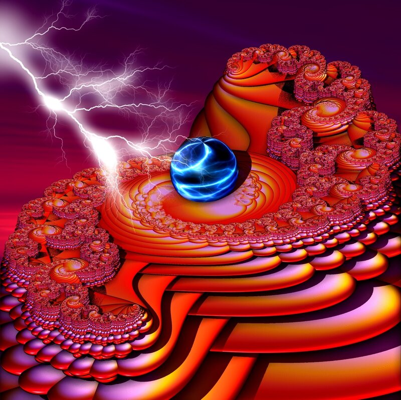 Fractal Lightning Sphere — Red