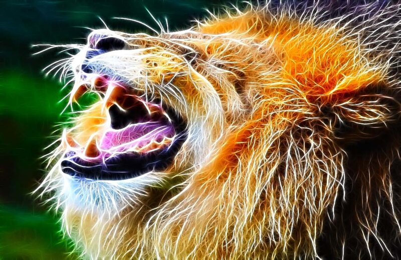 fractal lion roaring