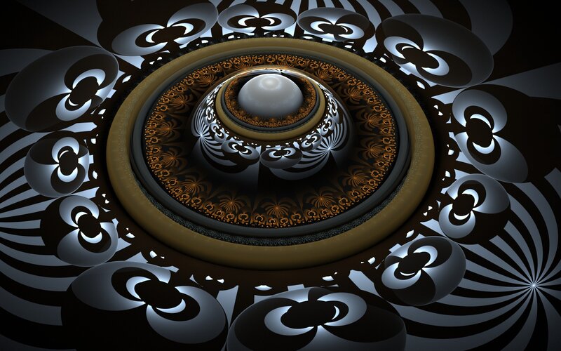 Fractal Mandala Design — Black, Hypnotic, Digital Art, Circle