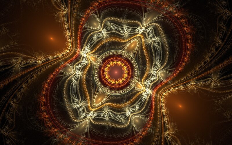 Fractal Mandala Design — Black, Hypnotic, Digital Art, Circles, Light