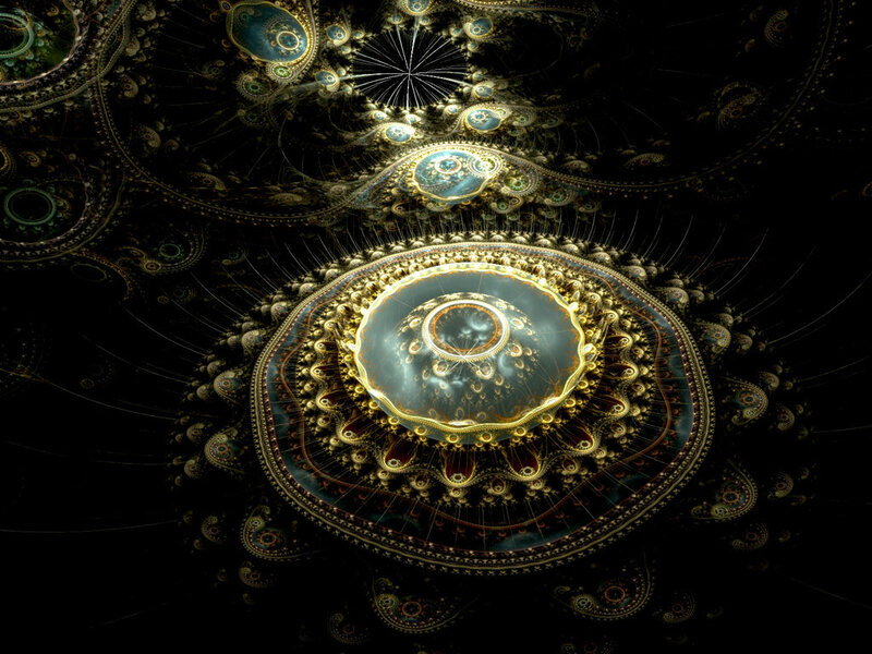 Fractal Mandala Design — Black, Mystical, Digital Art, Circles