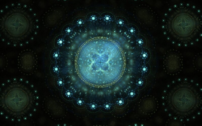 Fractal Mandala Design — Blue, Hypnotic, Digital Art, Circles, Lights