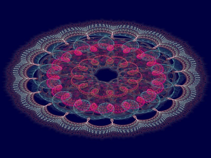 Fractal Mandala Design — Blue, Hypnotic, Digital Art, Circles, Spirals