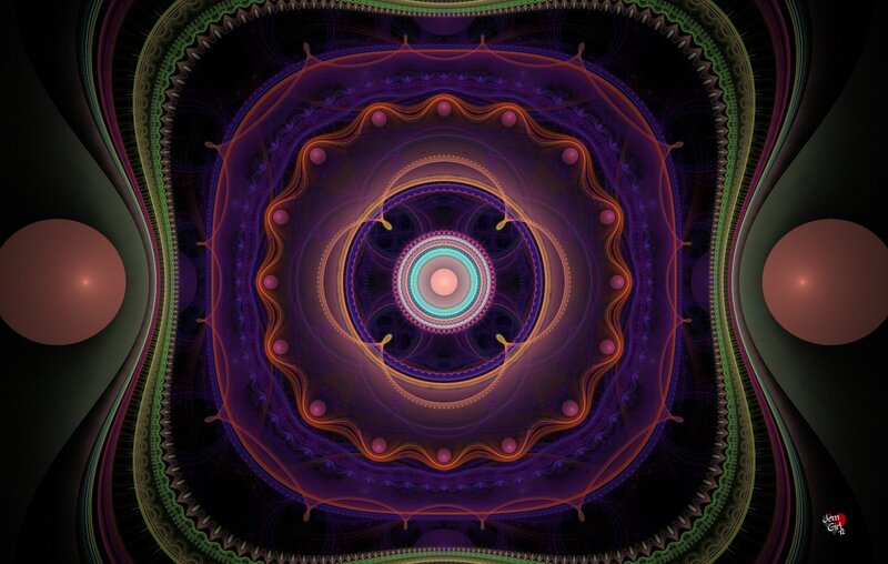 Fractal Mandala Design — Purple, Hypnotic, Digital Art, Circles