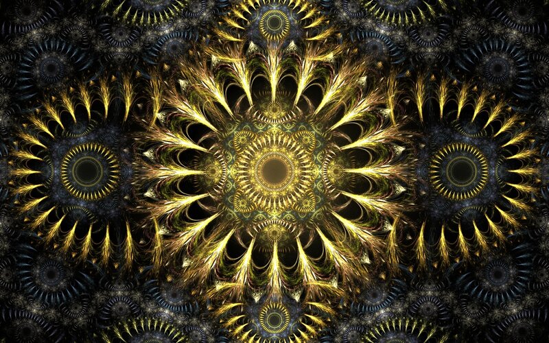 Fractal Mandala Pattern — Black, Hypnotic, Digital Art, Circles, Spiral