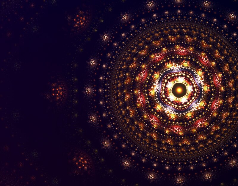 Fractal Mandala Pattern — Black, Hypnotic, Digital Art, Circles, Stars