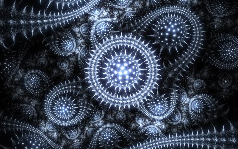 Fractal Mandala Pattern — Black, Hypnotic, Digital Art, Circles
