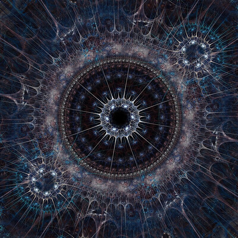 Fractal Mandala Pattern — Blue, Hypnotic, Digital Art, Spiral