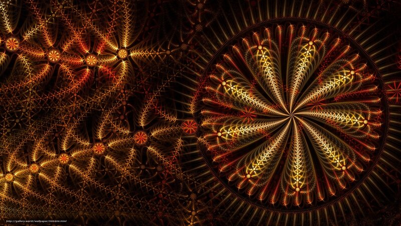 Fractal Mandala Pattern — Gold, Dramatic, Digital Art