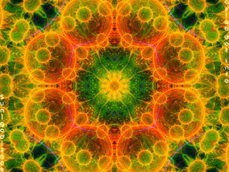Fractal Mandala Pattern — Green, Hypnotic, Digital Art, Circles, Stars