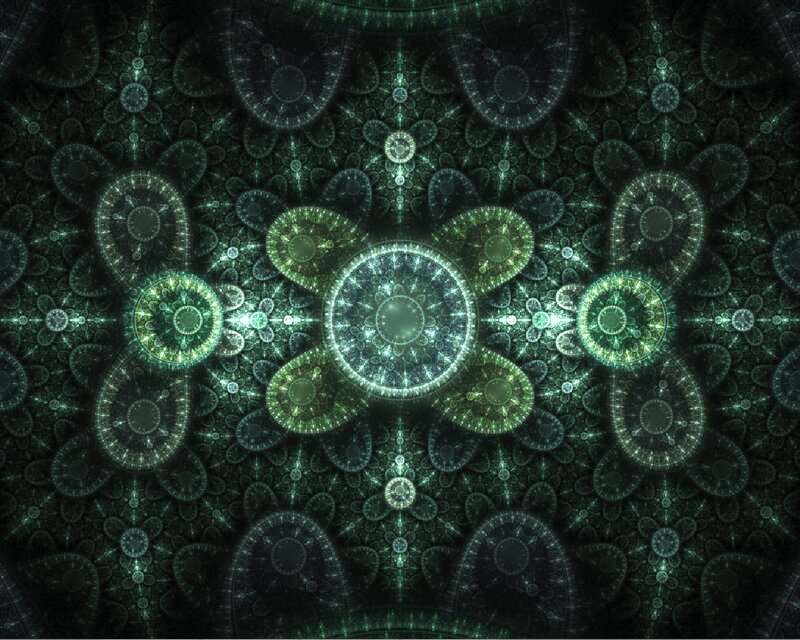 Fractal Mandala Pattern — Green, Hypnotic, Digital Art, Circles, Symmetry