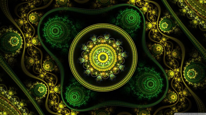 Fractal Mandala Pattern — Green, Hypnotic, Digital Art, Circles
