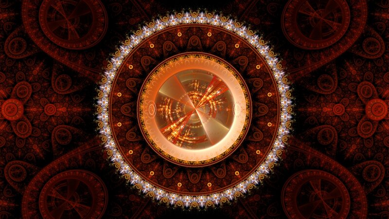 Fractal Mandala Pattern — Red, Hypnotic, Digital Art, Circles