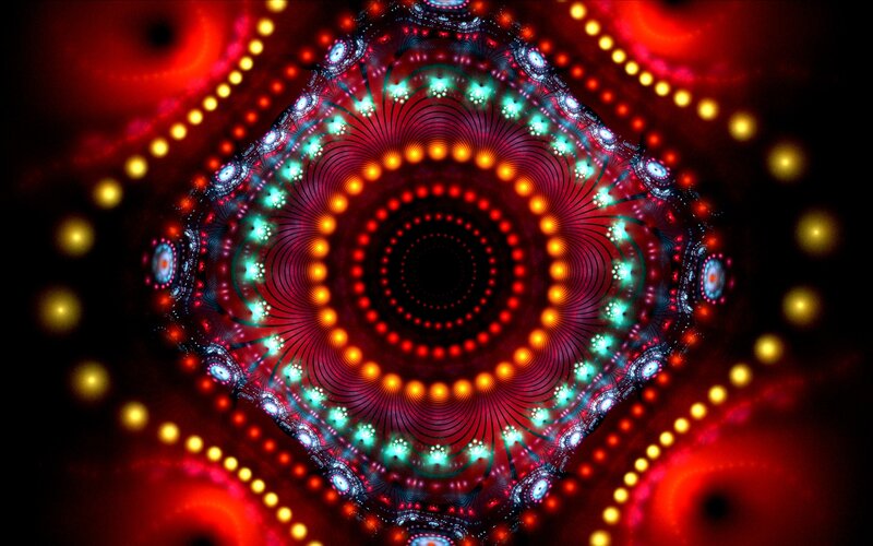 Fractal Mandala Pattern — Red, Hypnotic, Digital Art, Lights