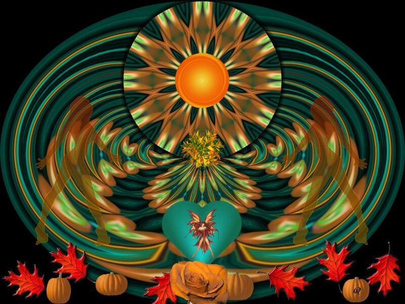 Fractal Mandala with Autumn Elements