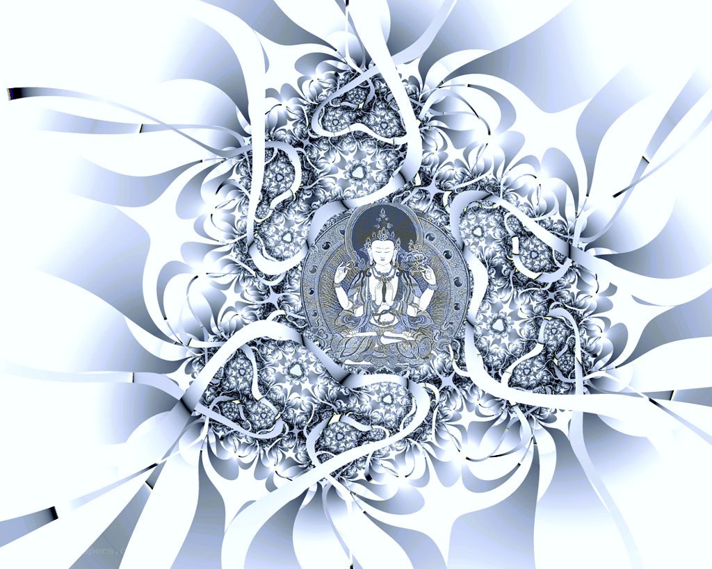 Fractal mandala with Buddha figure