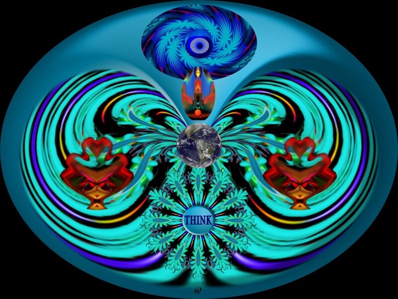 Fractal Mandala with Earth — Blue