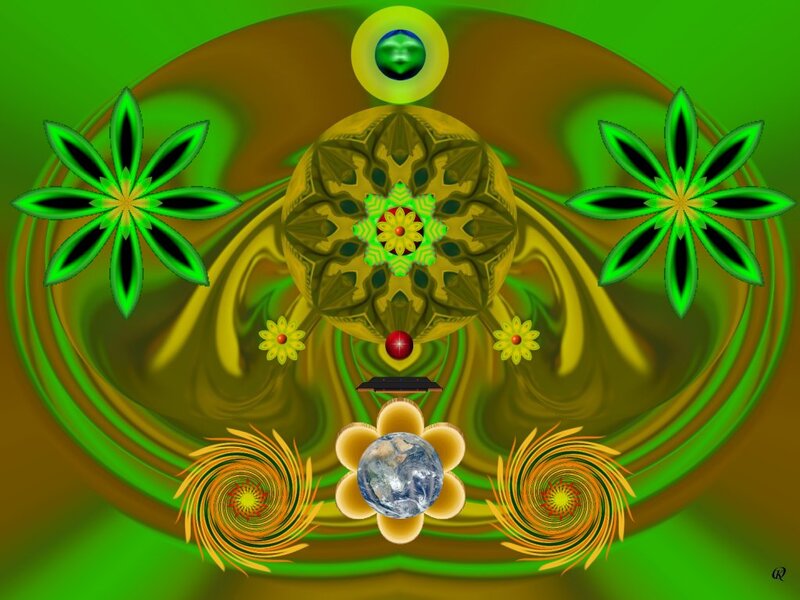 Fractal Mandala with Earth — Green