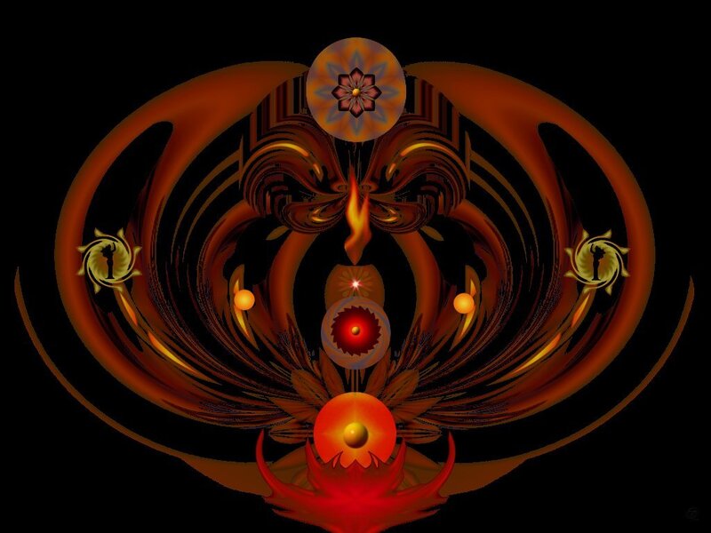 fractal mandala with fiery patterns