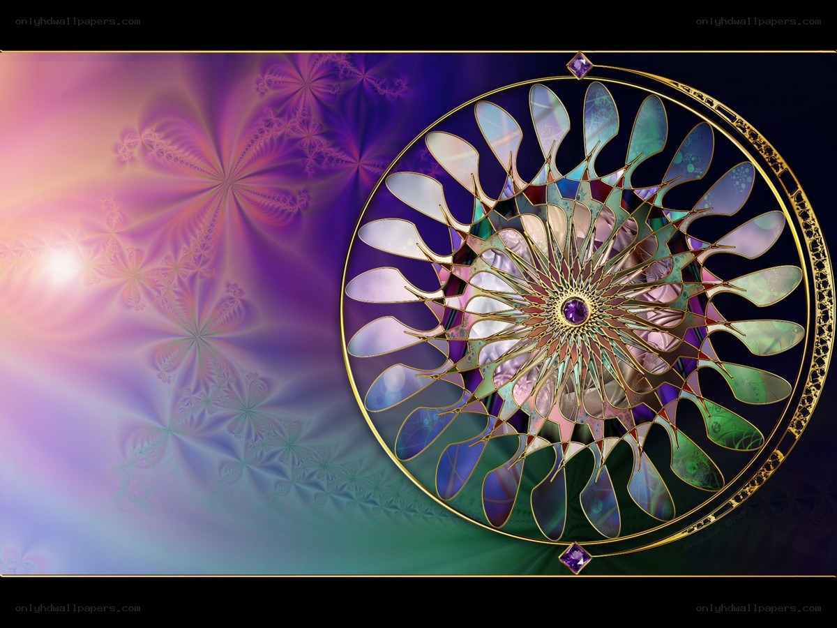 Fractal mandala with gemstone center