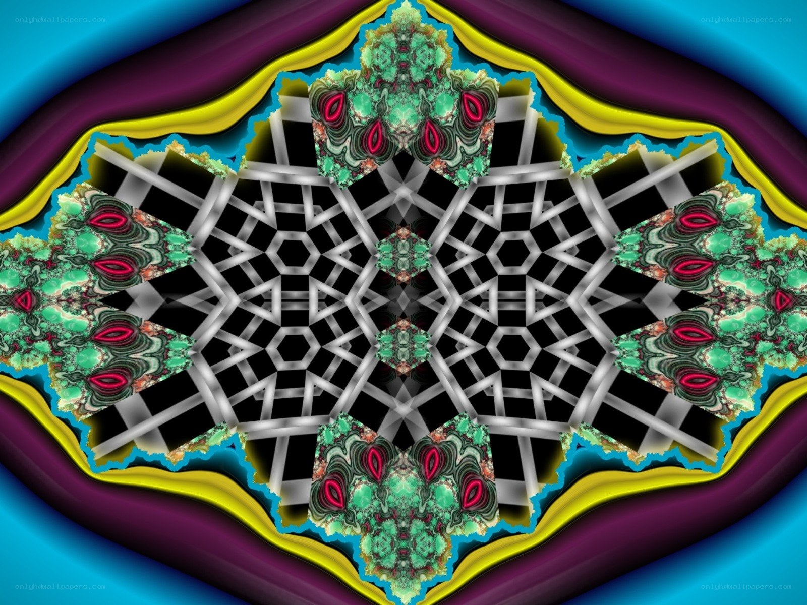 Fractal mandala with geometric patterns